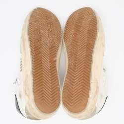 Golden Goose White/Grey Leather And Suede Superstar Low Top Sneakers Size 38