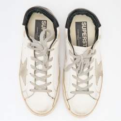 Golden Goose White/Grey Leather And Suede Superstar Low Top Sneakers Size 38