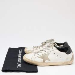 Golden Goose White/Grey Leather And Suede Superstar Low Top Sneakers Size 38
