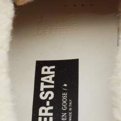 Pre Owned Golden Goose White/Beige Leather And Suede Superstar Sabot Shearling Sneakers Size 39