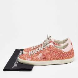 Pre Owned Golden Goose Orange PCV And Glitter Superstar Lace Up Sneakers Size 41