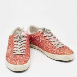 Pre Owned Golden Goose Orange PCV And Glitter Superstar Lace Up Sneakers Size 41