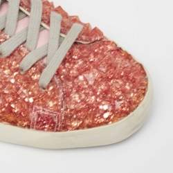 Pre Owned Golden Goose Orange PCV And Glitter Superstar Lace Up Sneakers Size 41