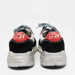 Pre Owned Golden Goose Multicolor Leather Glitter Running Sole Low Top Sneakers Size 37