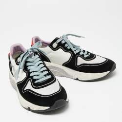 Pre Owned Golden Goose Multicolor Leather Glitter Running Sole Low Top Sneakers Size 37