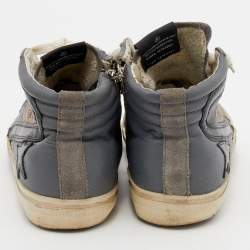 Pre Owned Golden Goose Grey Suede And Leather Slide High Top Sneakers Size 38 