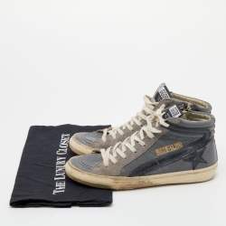 Pre Owned Golden Goose Grey Suede And Leather Slide High Top Sneakers Size 38 