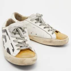 Pre Owned Golden Goose Tricolor Leather And Suede Superstar Low Top Sneakers Size 38