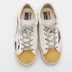 Pre Owned Golden Goose Tricolor Leather And Suede Superstar Low Top Sneakers Size 38