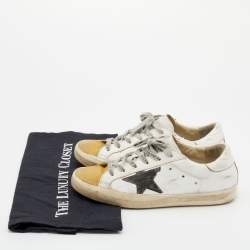 Pre Owned Golden Goose Tricolor Leather And Suede Superstar Low Top Sneakers Size 38