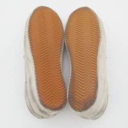 Pre Owned Golden Goose Off White/Grey Woven Fabric And Leather Superstar Sneakers Size 38