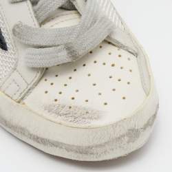 Pre Owned Golden Goose Off White/Grey Woven Fabric And Leather Superstar Sneakers Size 38