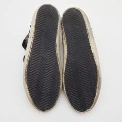 Pre Owned Golden Goose Black/Metallic Stripe Suede Francy High Top Sneakers Size 38