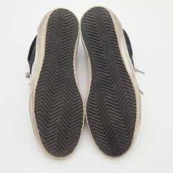 Pre Owned Golden Goose Navy Blue Suede And Denim Mid Star Sneakers Size 38