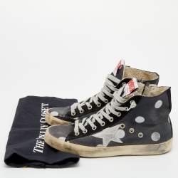 Golden Goose Black Canvas And Suede Francy High Top Sneakers Size 38