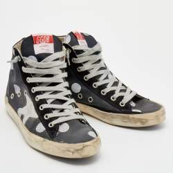 Golden Goose Black Canvas And Suede Francy High Top Sneakers Size 38