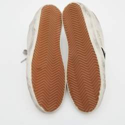 Pre Owned Golden Goose White Leather And Woven Fabric Superstar Low Top Sneakers Size 38