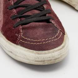 Golden Goose Burgundy/White Canvas And Suede Slide Sneakers Size 38
