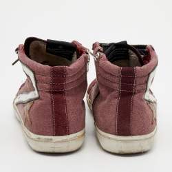 Golden Goose Burgundy/White Canvas And Suede Slide Sneakers Size 38