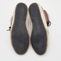Golden Goose Burgundy/White Canvas And Suede Slide Sneakers Size 38
