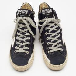 Pre Owned Golden Goose Blue Denim Star Francy High Top Sneakers Size 36