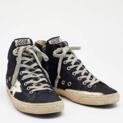Pre Owned Golden Goose Blue Denim Star Francy High Top Sneakers Size 36