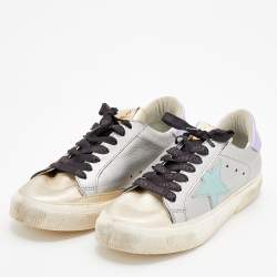 Pre Owned Golden Goose Metallic Multicolor Leather Superstar Sneakers Size 40