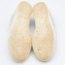 Pre Owned Golden Goose Silver Quilted Leather Lace Up Sneakers Size 38