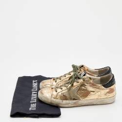 Golden Goose Gold Laminated Leather And Suede Superstar Sneakers Size 37