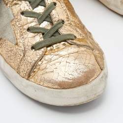Golden Goose Gold Laminated Leather And Suede Superstar Sneakers Size 37