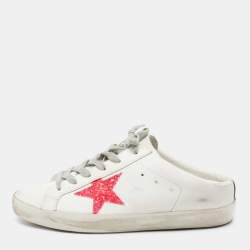Pre Owned Golden Goose White Leather Star Cutout Sneakers Size 39
