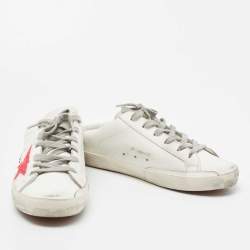 Pre Owned Golden Goose White Leather Star Cutout Sneakers Size 39