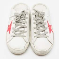 Pre Owned Golden Goose White Leather Star Cutout Sneakers Size 39