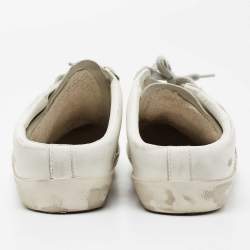 Pre Owned Golden Goose White Leather Star Cutout Sneakers Size 39