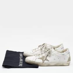 Golden Goose White/Grey Leather and Suede Superstar Sneakers Size 38