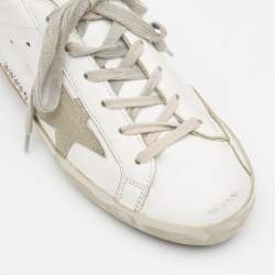 Golden Goose White/Grey Leather and Suede Superstar Sneakers Size 38