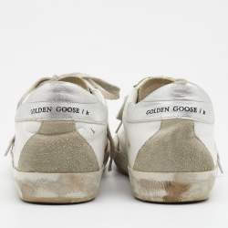 Golden Goose White/Grey Leather and Suede Superstar Sneakers Size 38