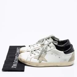 Pre Owned Golden Goose White/Black Leather Superstar Low-Top Sneakers Size 38