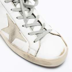 Pre Owned Golden Goose White/Black Leather Superstar Low-Top Sneakers Size 38