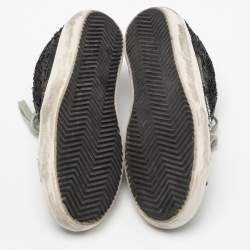 Pre Owned Golden Goose Black Sequins And Leather Superstar Sneakers Size 35