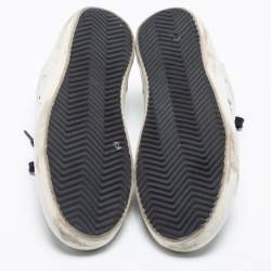 Golden Goose Silver Snake-Embossed  And Leather Super Star Low-Top Sneakers Size 37