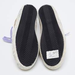 Pre Owned Golden Goose Gold Glitter And Leather Superstar Low Top Sneakers Size 36