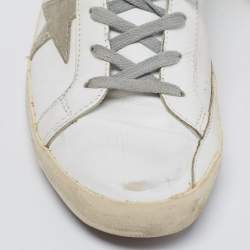Pre Owned Golden Goose White Leather Crystal Embellished Superstar Low-Top Sneakers Size 41