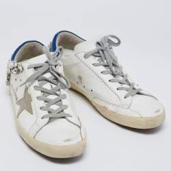 Pre Owned Golden Goose White Leather Crystal Embellished Superstar Low-Top Sneakers Size 41