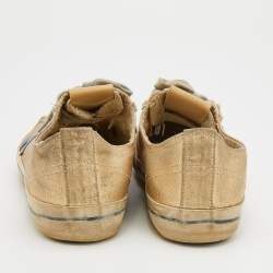 Golden Goose Metallic Gold/Blue Canvas And Leather V-Star Low Top Sneakers Size 38