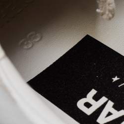 Pre Owned Golden Goose White/Pink Leather and Glitter Star Low-Top Sneakers Size 38