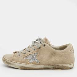 Pre Owned Golden Goose Beige Canvas Superstar Sneaker Size 40
