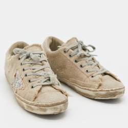 Pre Owned Golden Goose Beige Canvas Superstar Sneaker Size 40