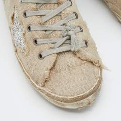 Pre Owned Golden Goose Beige Canvas Superstar Sneaker Size 40