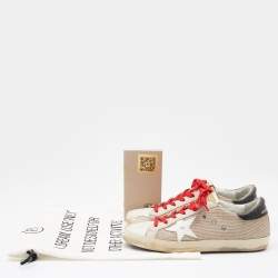 Pre Owned Golden Goose Light Beige/Black Nylon and Leather Sneakers Size 39